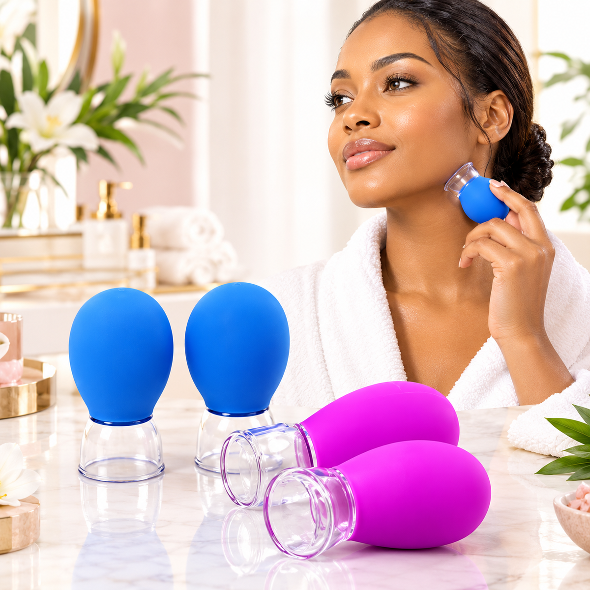 Mini ventouses visage anti-âge : massage du visage et du corps en silicone
