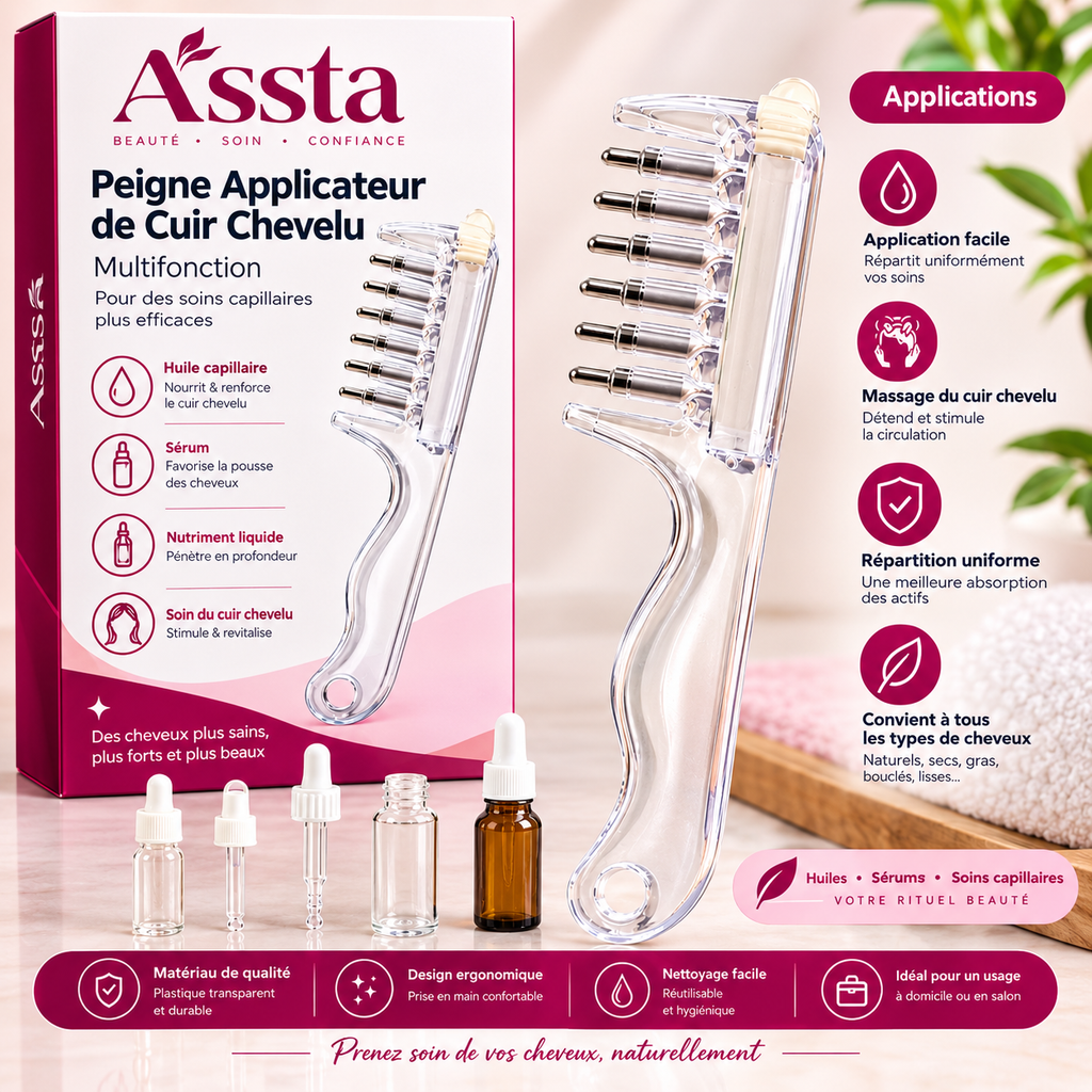 Peigne Applicateur de Sérum & Huile pour Cuir Chevelu