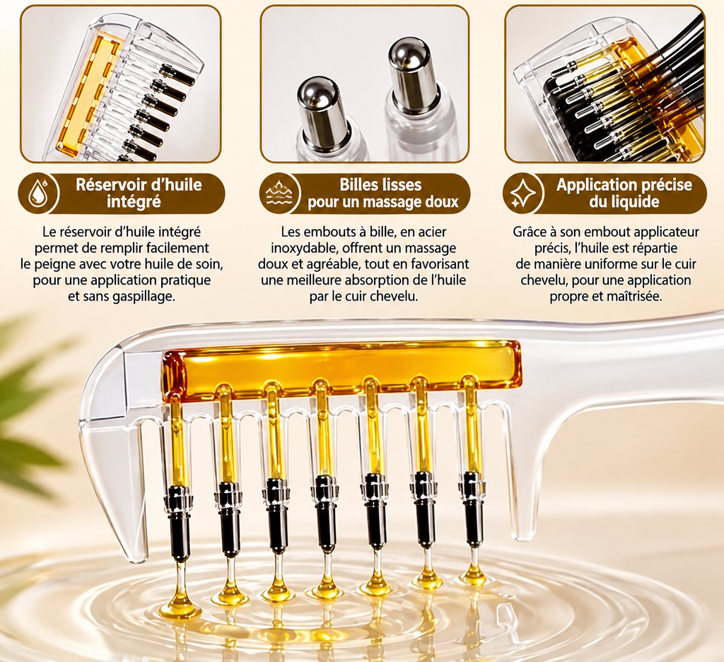 Peigne Applicateur de Sérum & Huile pour Cuir Chevelu