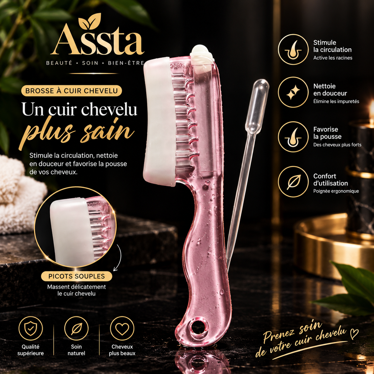 Peigne Applicateur de Sérum & Huile pour Cuir Chevelu
