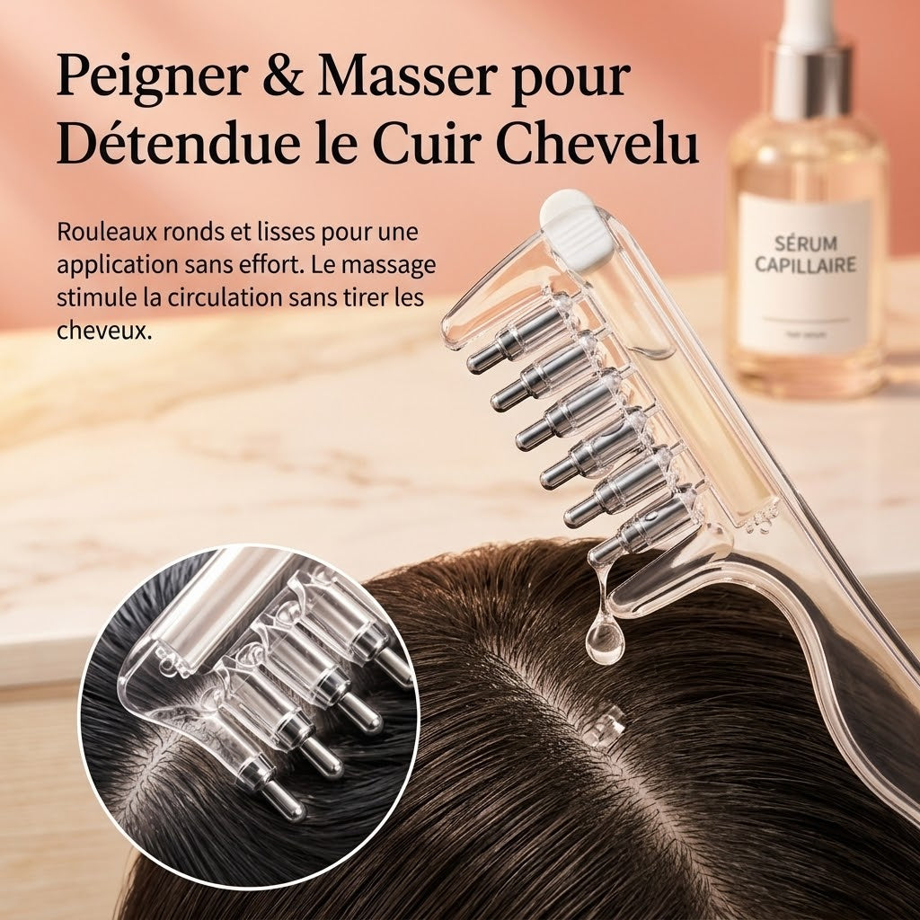 Peigne Applicateur de Sérum & Huile pour Cuir Chevelu